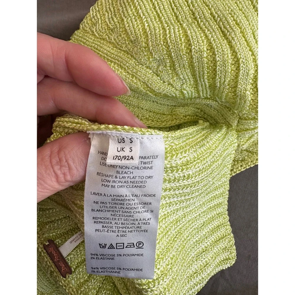 Free People Lime Green Ribbed Knit Scoop Neck Short Sleeve Crop‎ Top OB1936203 S